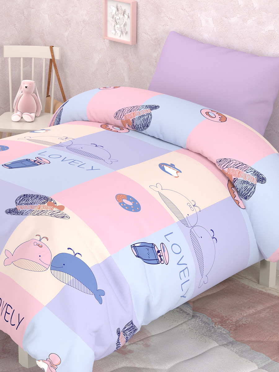 Комплект постельного белья BRAVO kids dreams Киты простыня на резинке полутораспальный 3 предм. - фото 1