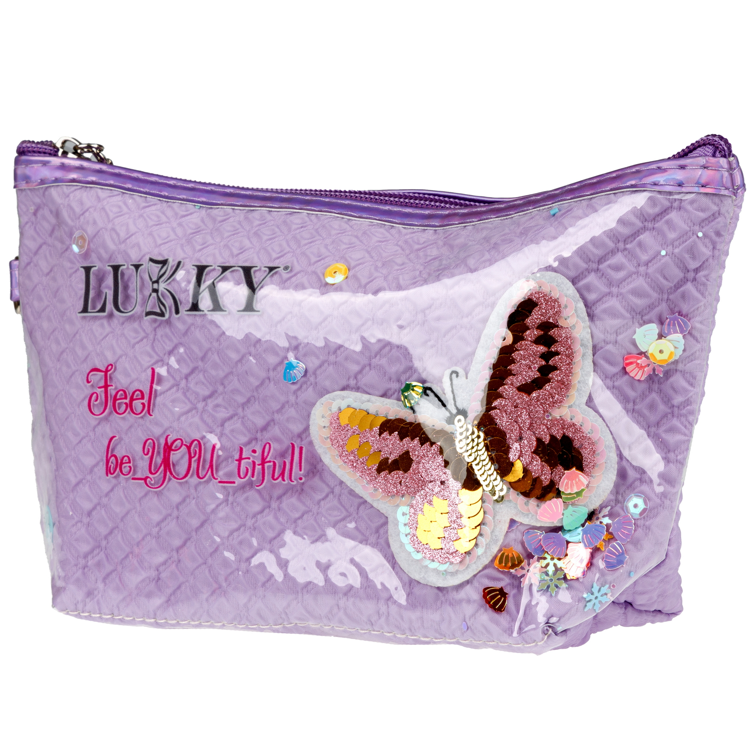 Косметичка LUKKY Love Butterfly с вышивкой и подвижными блёстками 22х 14х 6 см - фото 10
