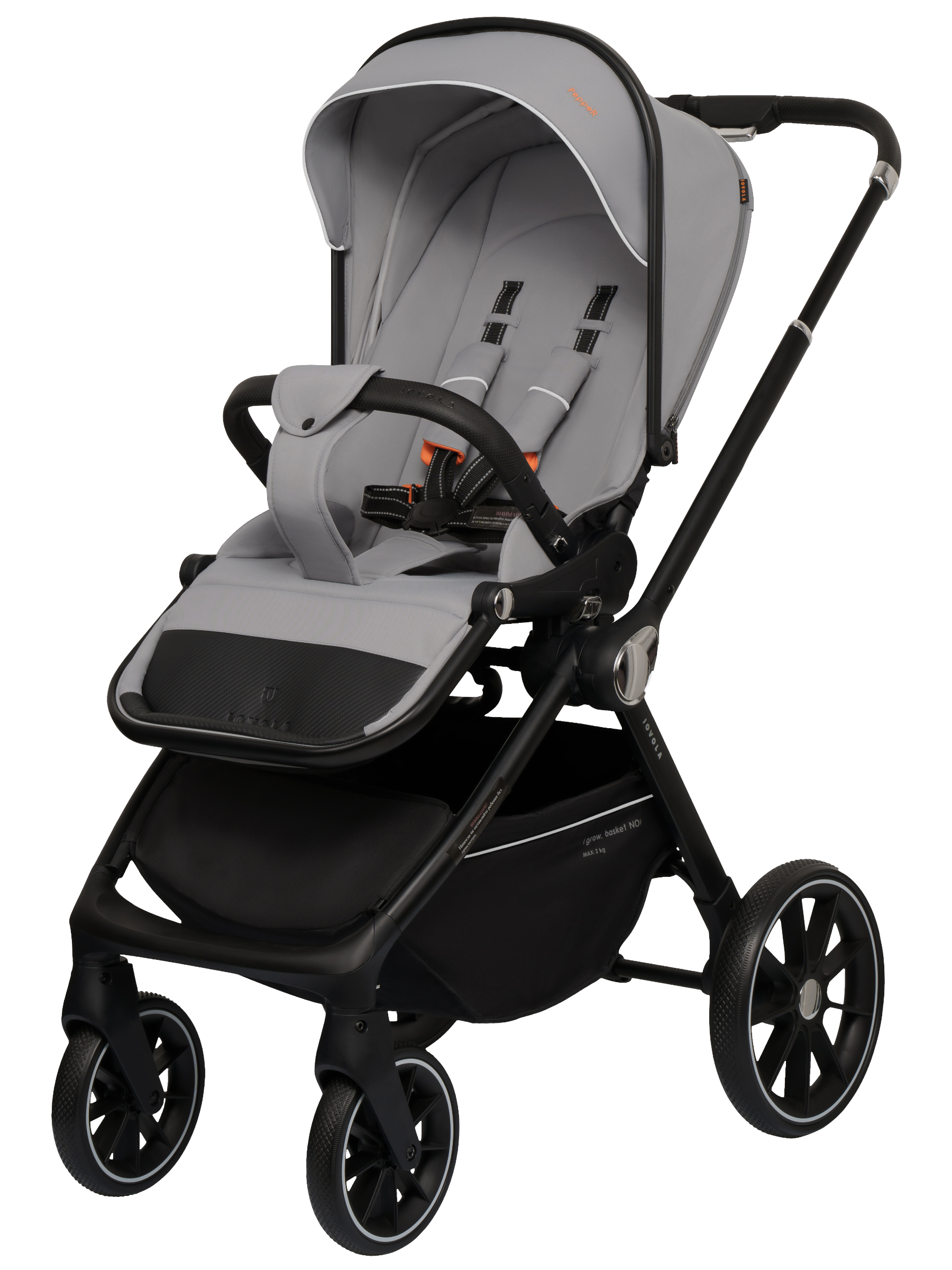 Коляска прогулочная JOVOLA Pepper всесезонная серебряный - фото 10