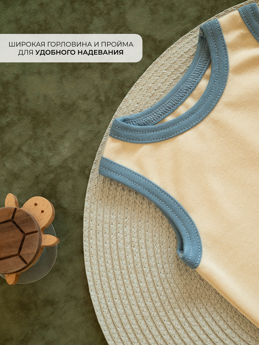 Набор боди для новорожденных 73_Набор_боди_майки_син_тер_беж - фото 6