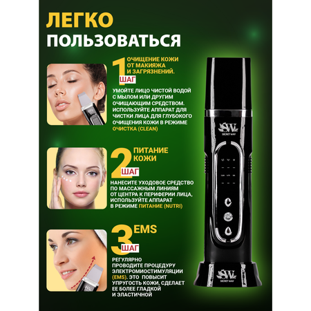 Ультразвуковая чистка лица EMS Secret Way Электромиостимуляция