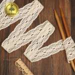 Тесьма декоративная KRUZHEVO вязаная 34мм цвет молочный упаковка 10м