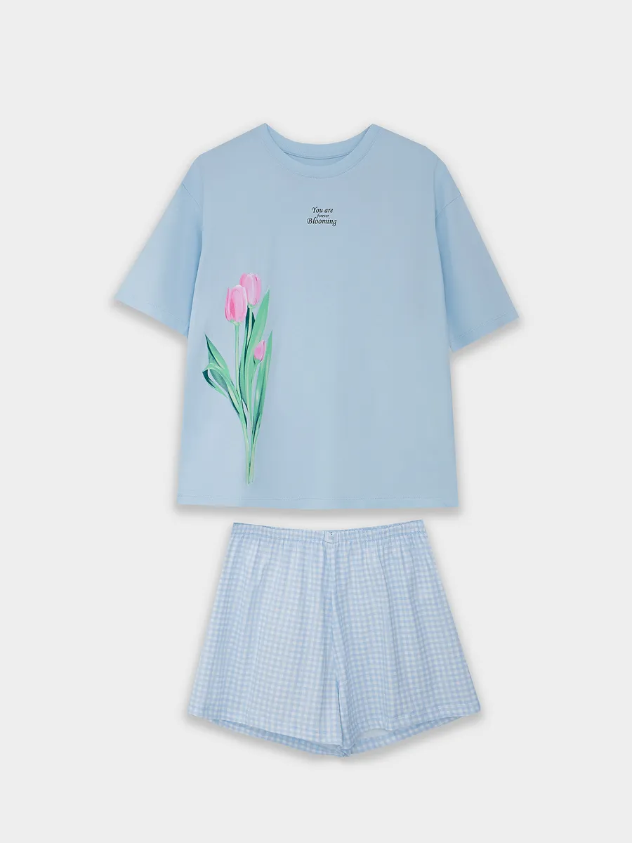 Футболка и шорты Mark Formelle (Марк Формэль) 592591/голубое небо +голубая клетка - фото 5