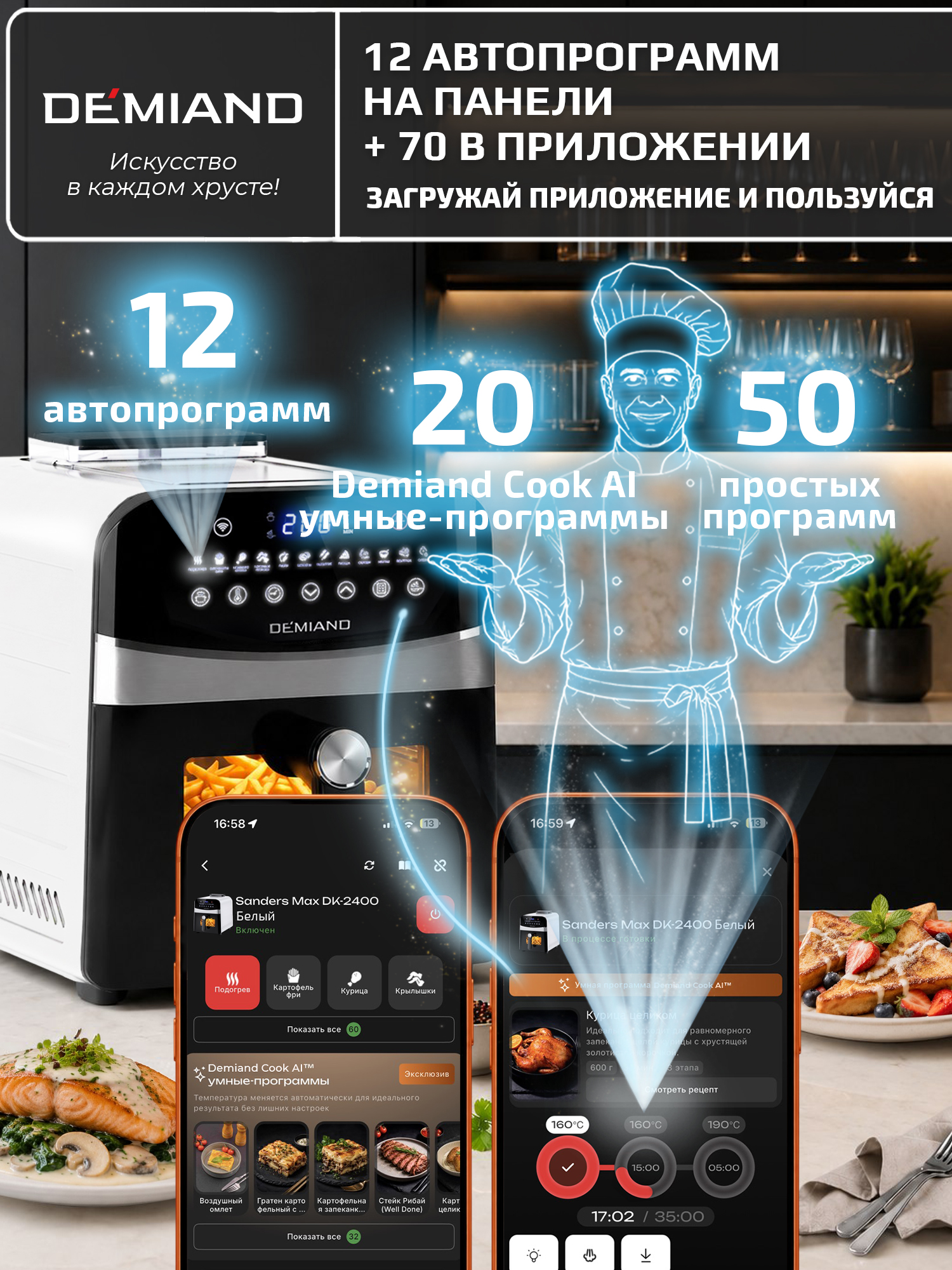Аэрогриль DEMIAND Sanders Max c Wi-Fi 9 л - фото 3