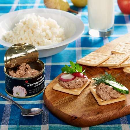Мясные консервы Мясничий Паштет из Куриной печени с лисичками 120г