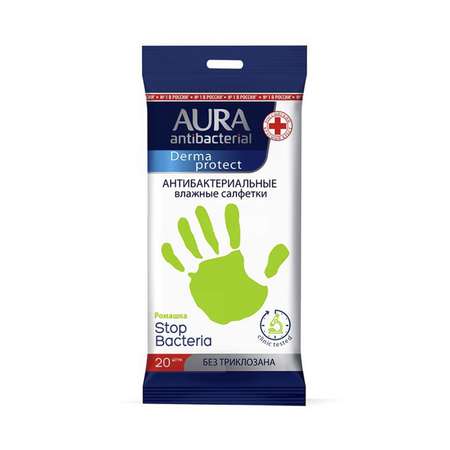 Влажные салфетки AURA Antibacterial антибактериальные 20 шт.