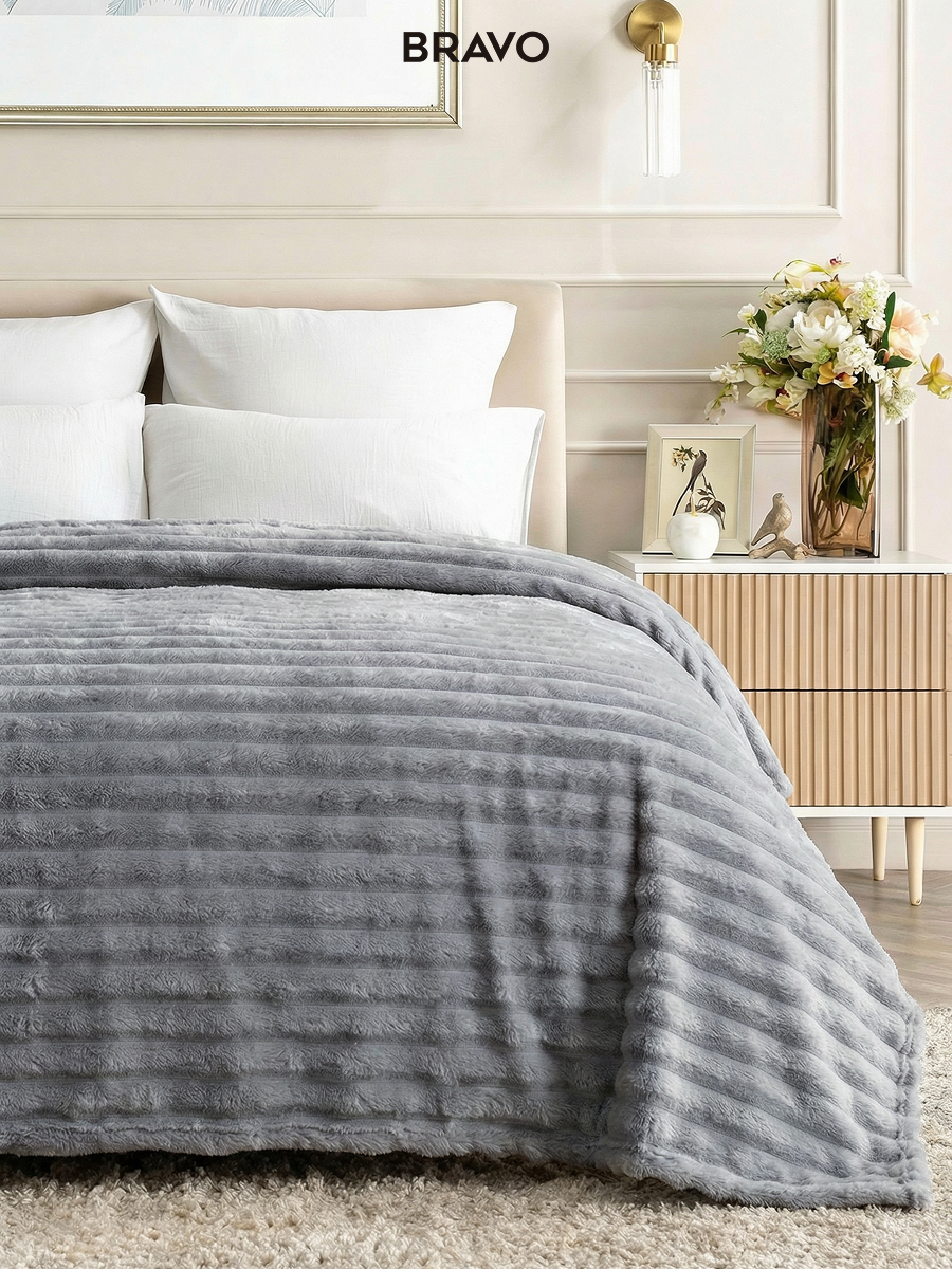 Покрывало BRAVO Волна серый 150 x 200 см велсофт - фото 9