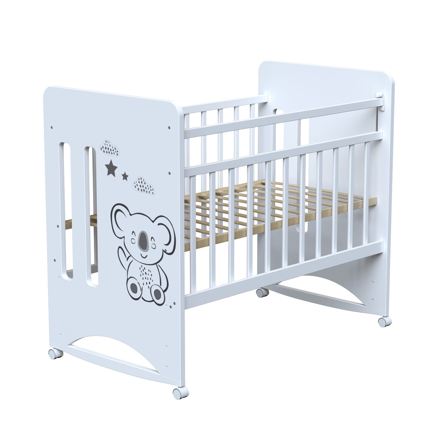 Изображение товара Детская кроватка ВДК белая трансформируемая с двумя положениями высоты