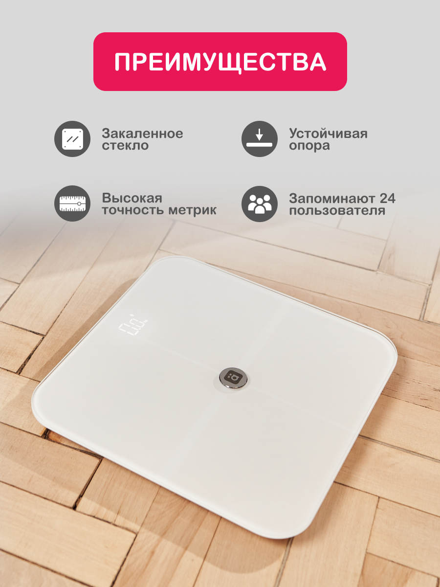 Напольные весы HALSA электронные с ЖК-дисплеем/Bluetooth с детским режимом - фото 2