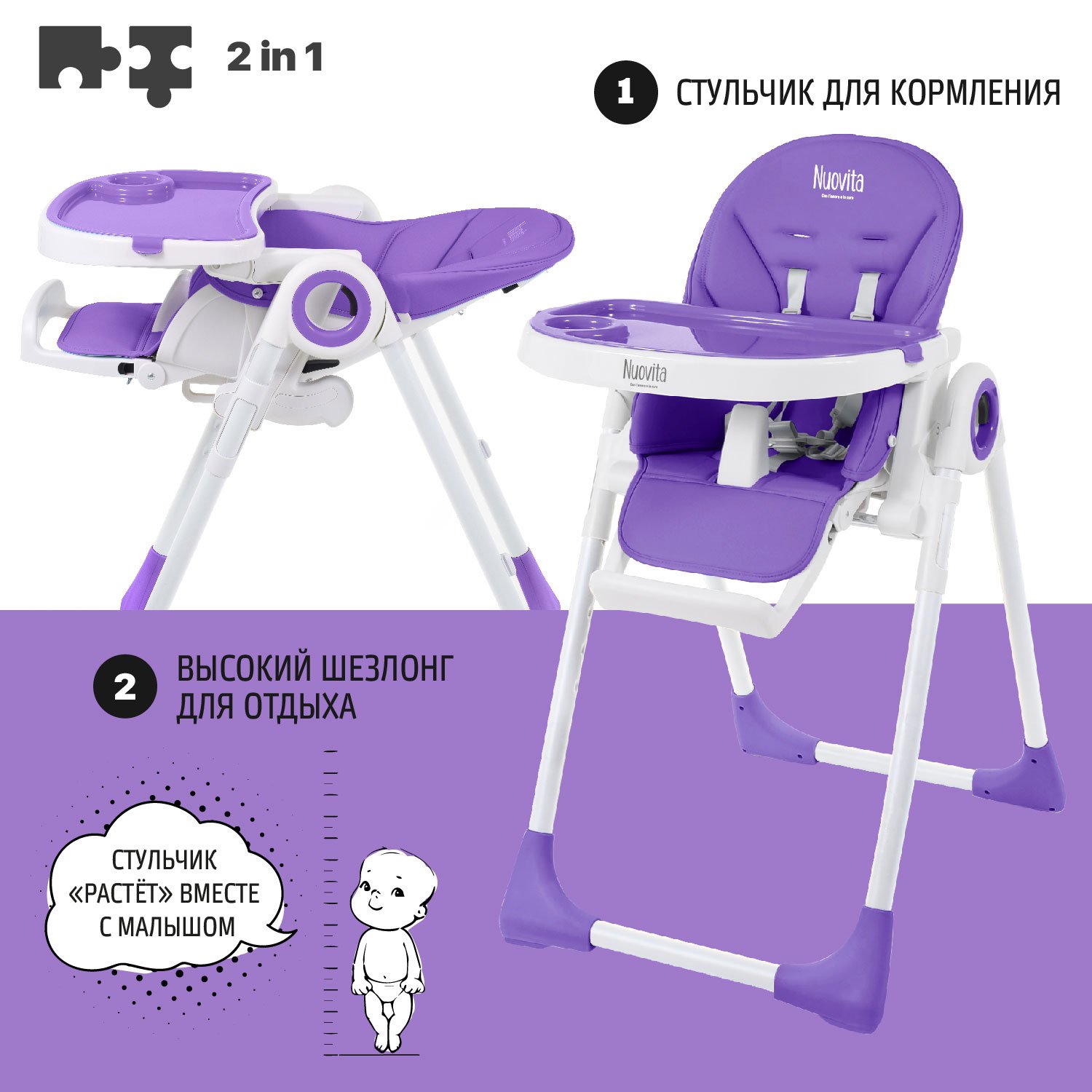 Стульчик для кормления Nuovita Lembo фиолетовый - фото 3