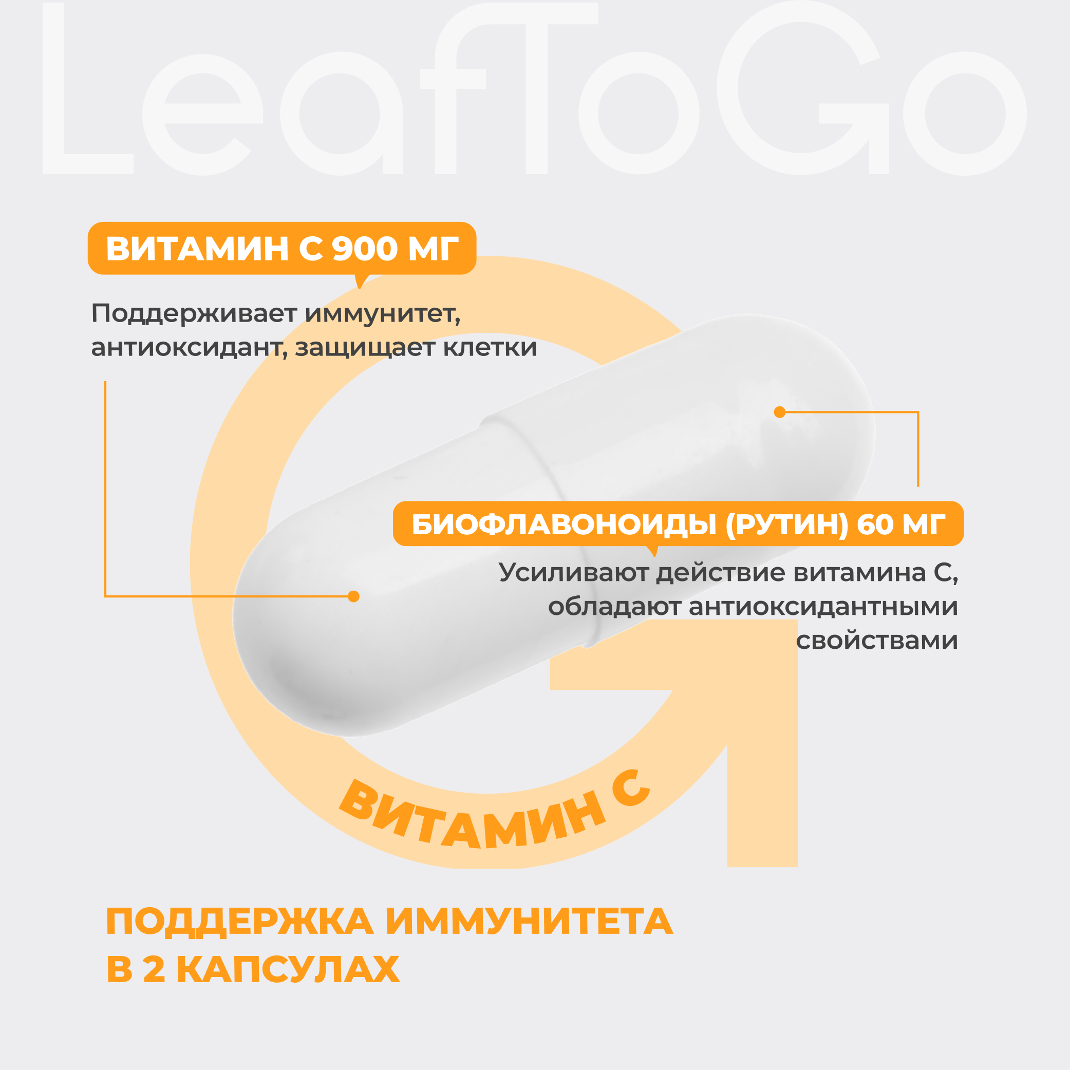 Витаминный комплекс LeafToGo Витамин С с биофлавоноидами 900 мг для иммунитета - фото 4