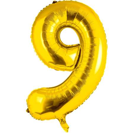 Шар воздушный Веселая затея Цифра 9 Gold 40см