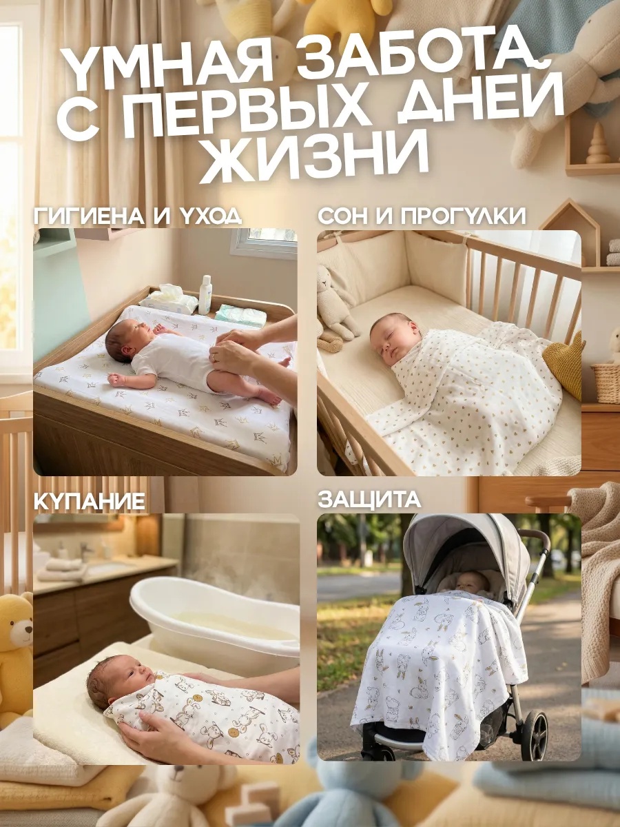 Пелёнка Bestroni 90х100 см 4 шт. - фото 6
