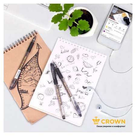 Ручка гелевая CROWN 12 шт.