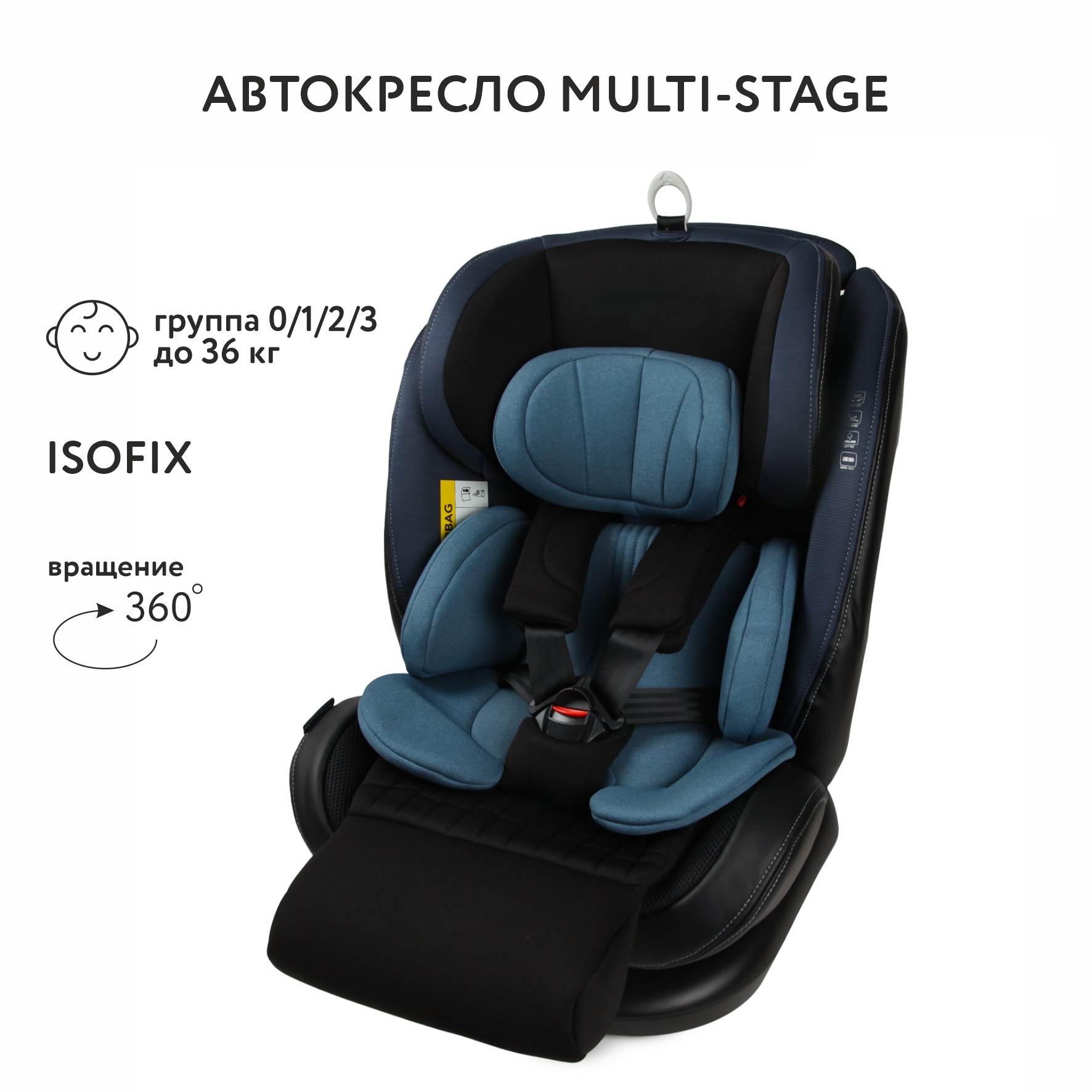 Автокресло BabyGo Multi-Stage New Isofix 0+/1/2/3 (0-36 кг) синий - фото 2