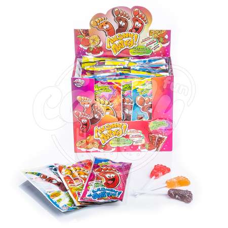 Леденец Fun Candy Lab кислый с пудрой ассорти вкусов Лизни пятку 48 штук по 10 грамм