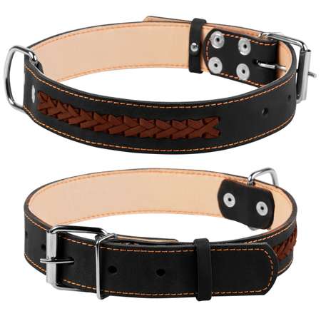 Ошейник для собак CoLLar средних пород двойной с вплетенной косой Черный 02341