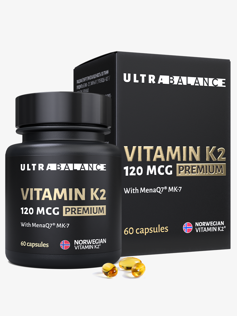 Витамин моно К2 МК-7 комплекс UltraBalance Vitamin mono k2 mk7 120 mcg Premium 60 капсул - фото 1
