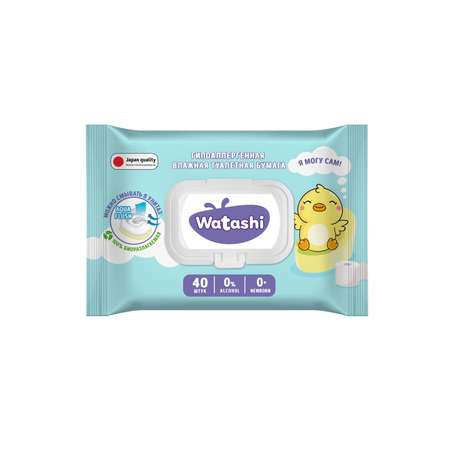 Влажная туалетная бумага WATASHI 40 шт.