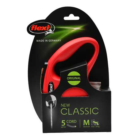 Рулетка Flexi New Classic М трос 5 м до 20 кг Красная
