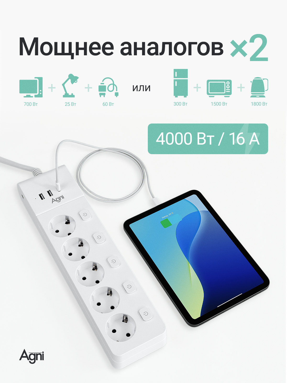 Сетевой фильтр AGNI TP-FI3U5E - фото 9