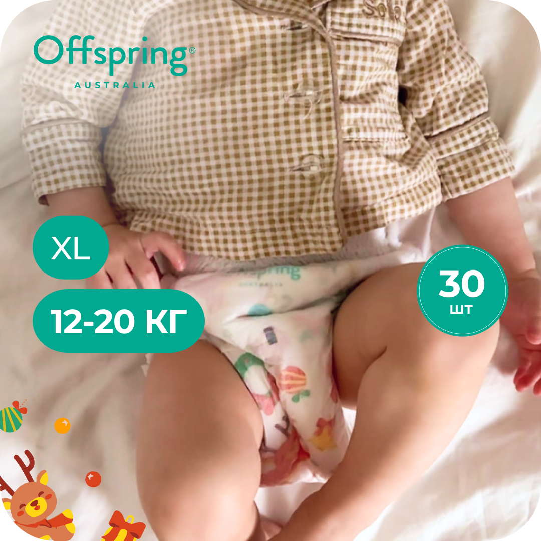 Изображение товара Трусики-подгузники Offspring XL для детей 12-20 кг 30 шт Новый год