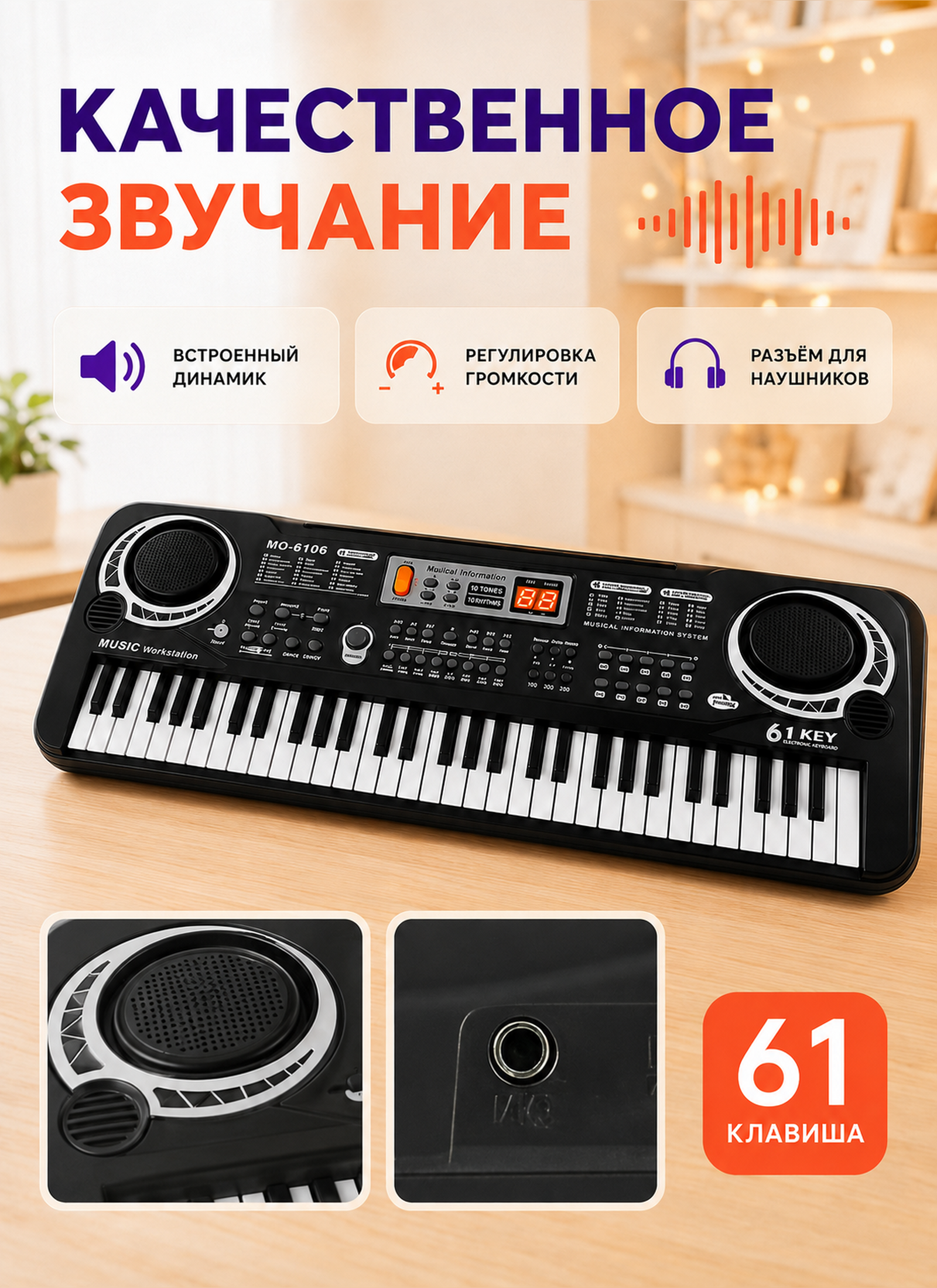 Игрушка музыкальная TrendToys Детский развивающий синтезатор, пианино, микрофон - фото 4