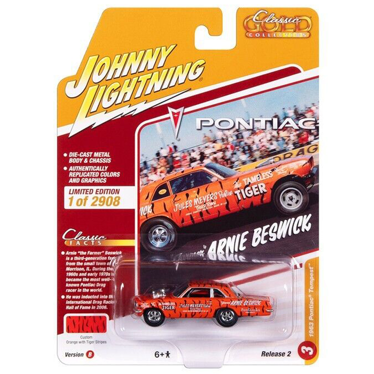 Автомобиль Johnny Lightning 1963 Pontiac Tempest 1:64 красный JLCG032B-R2-N3 - фото 3