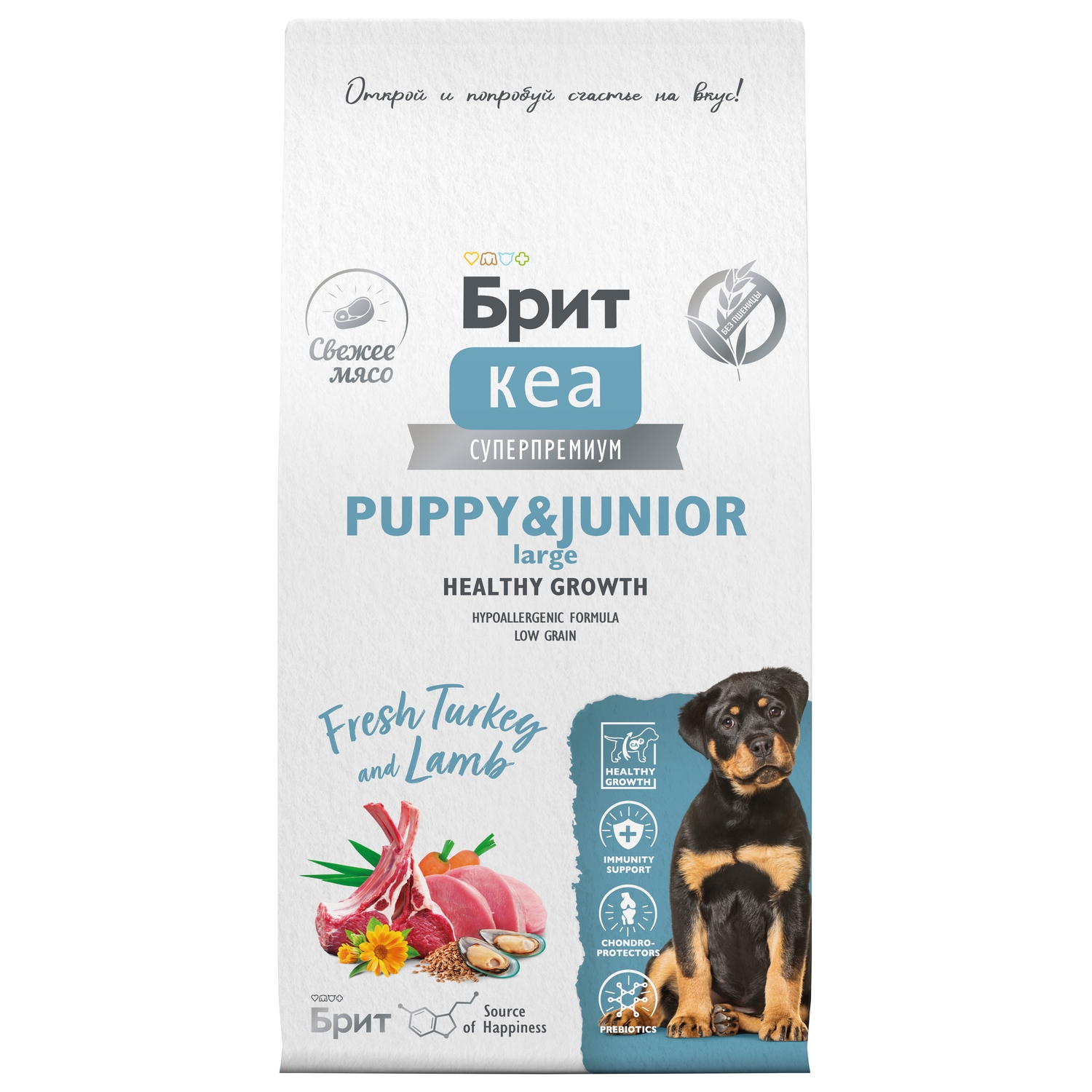 Сухой корм Brit Puppy and Junior Large с индейкой и ягненком для щенков крупных пород 12кг - фото 1