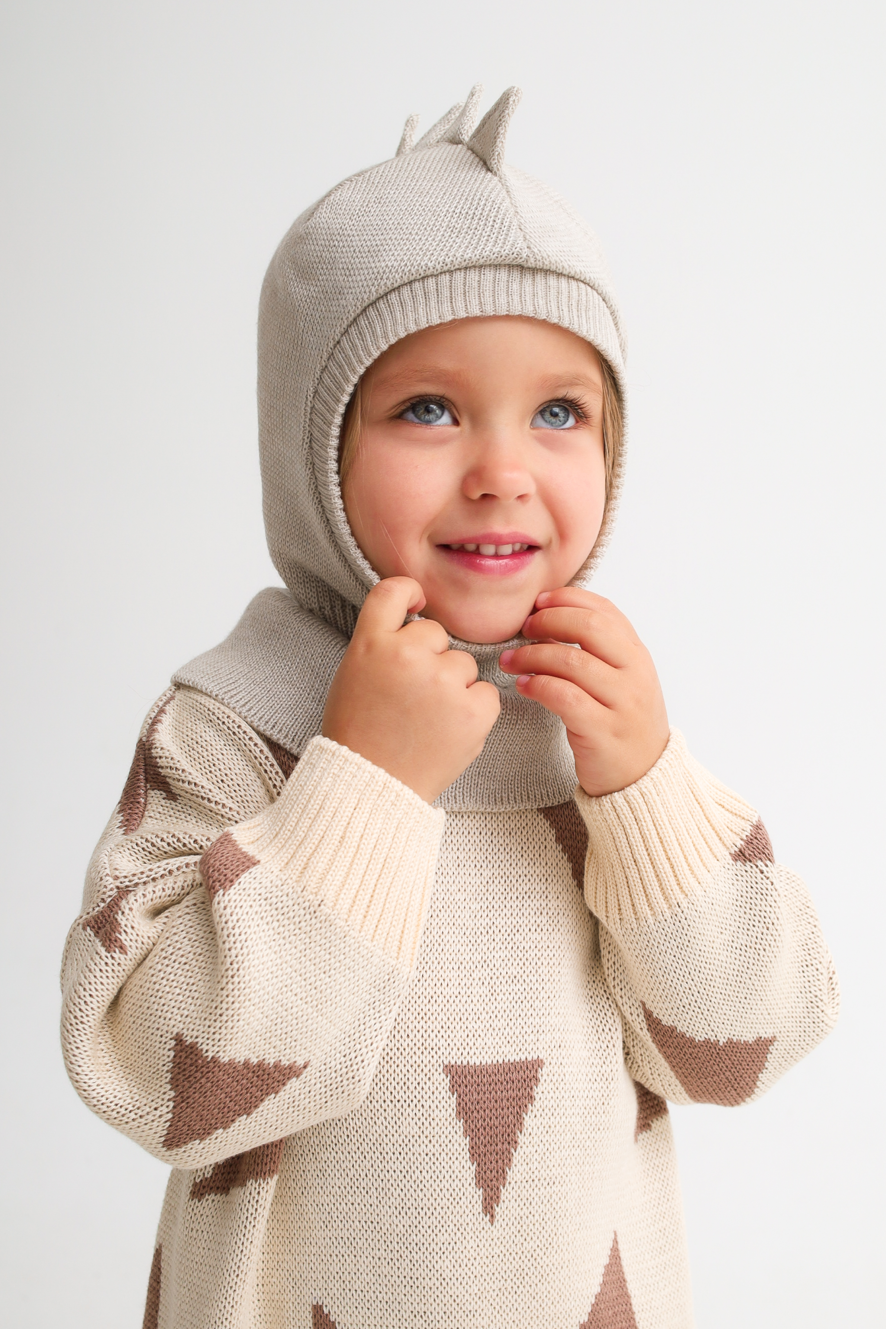 Шапка-шлем MINIDINO ВЯЗ-Ш-006/10003Шлем Дино ангора на флисовой подкладке 2.0 - фото 7