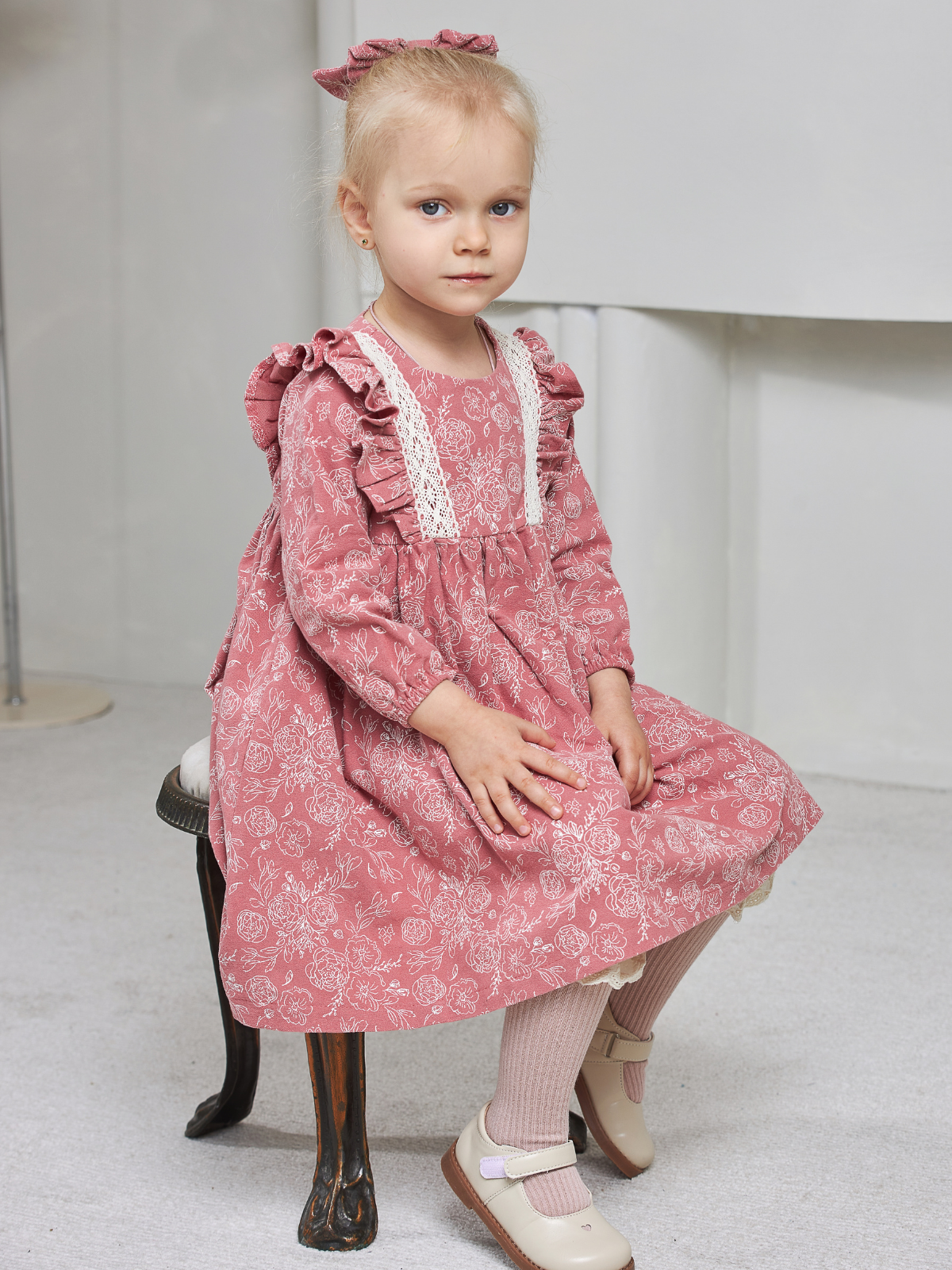 Платье MOUN платье_фланель/кружево_розы - фото 3