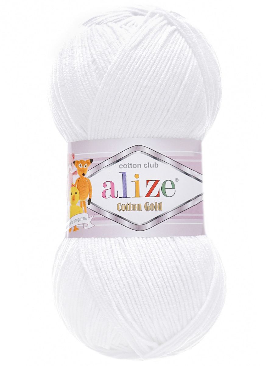Пряжа Alize для теплой одежды пледов игрушек Cotton gold 100 гр 330 м 5 мотков 55 белый - фото 4