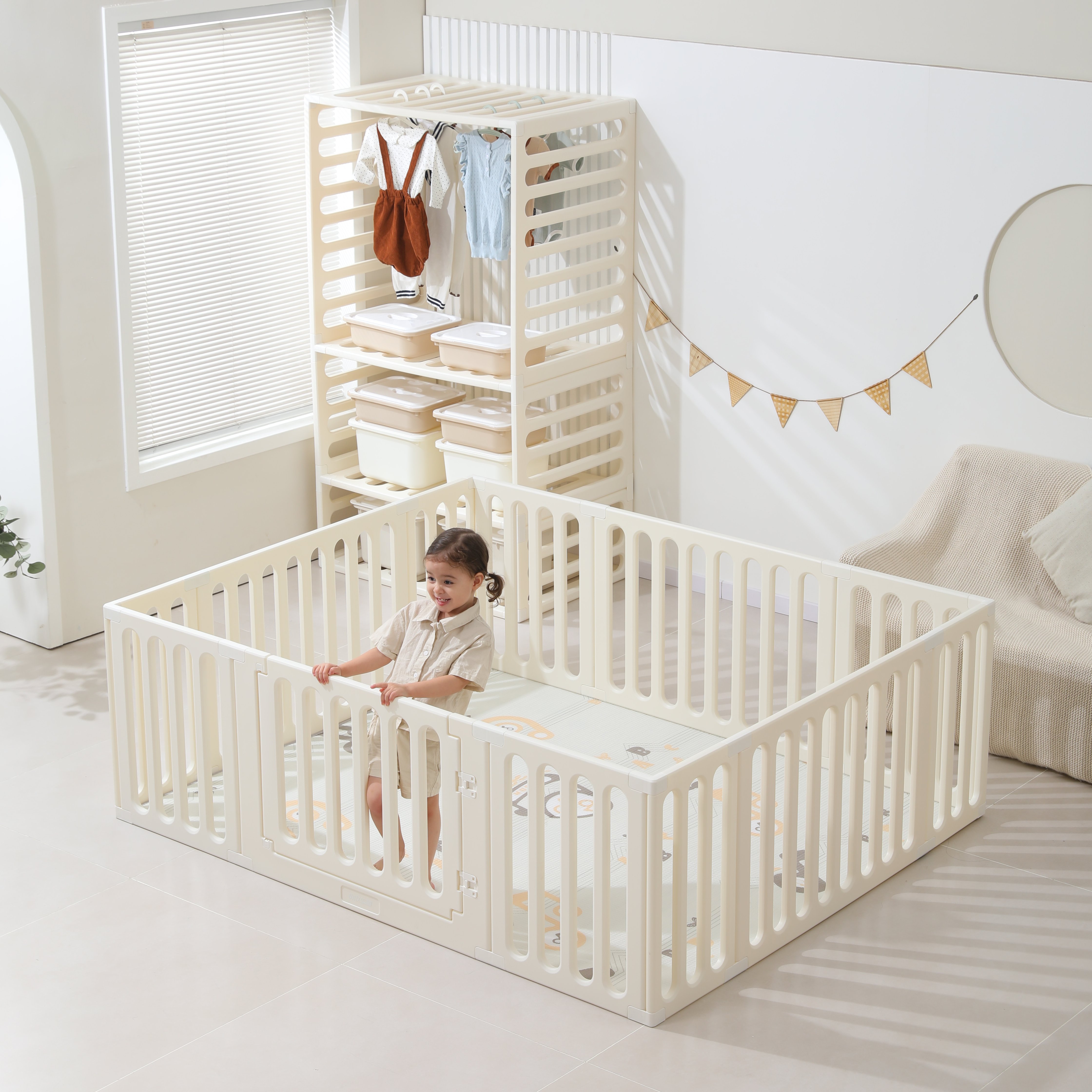 Манеж ширма UNIX Kids White PPST2IN1WT - фото 13