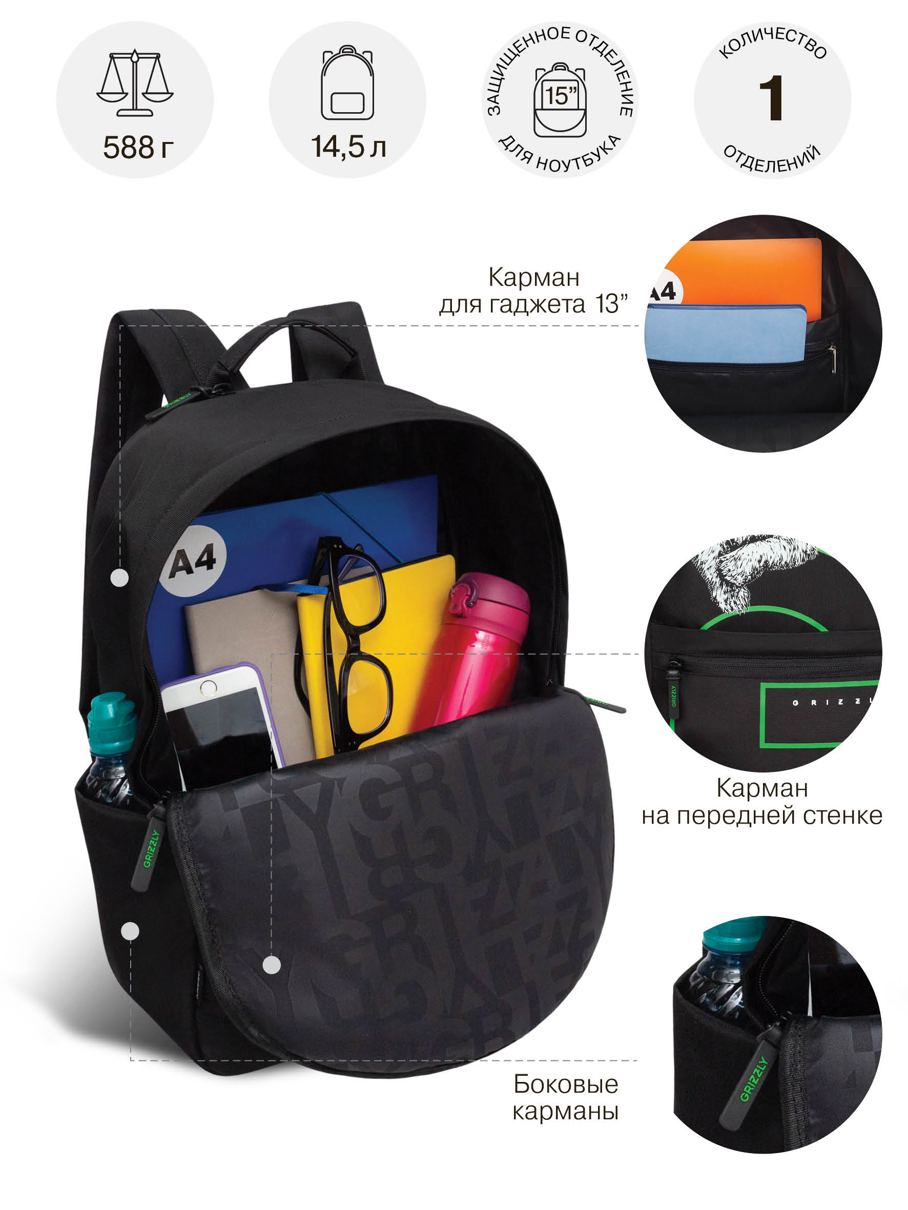 Рюкзак Grizzly для мальчика - фото 8