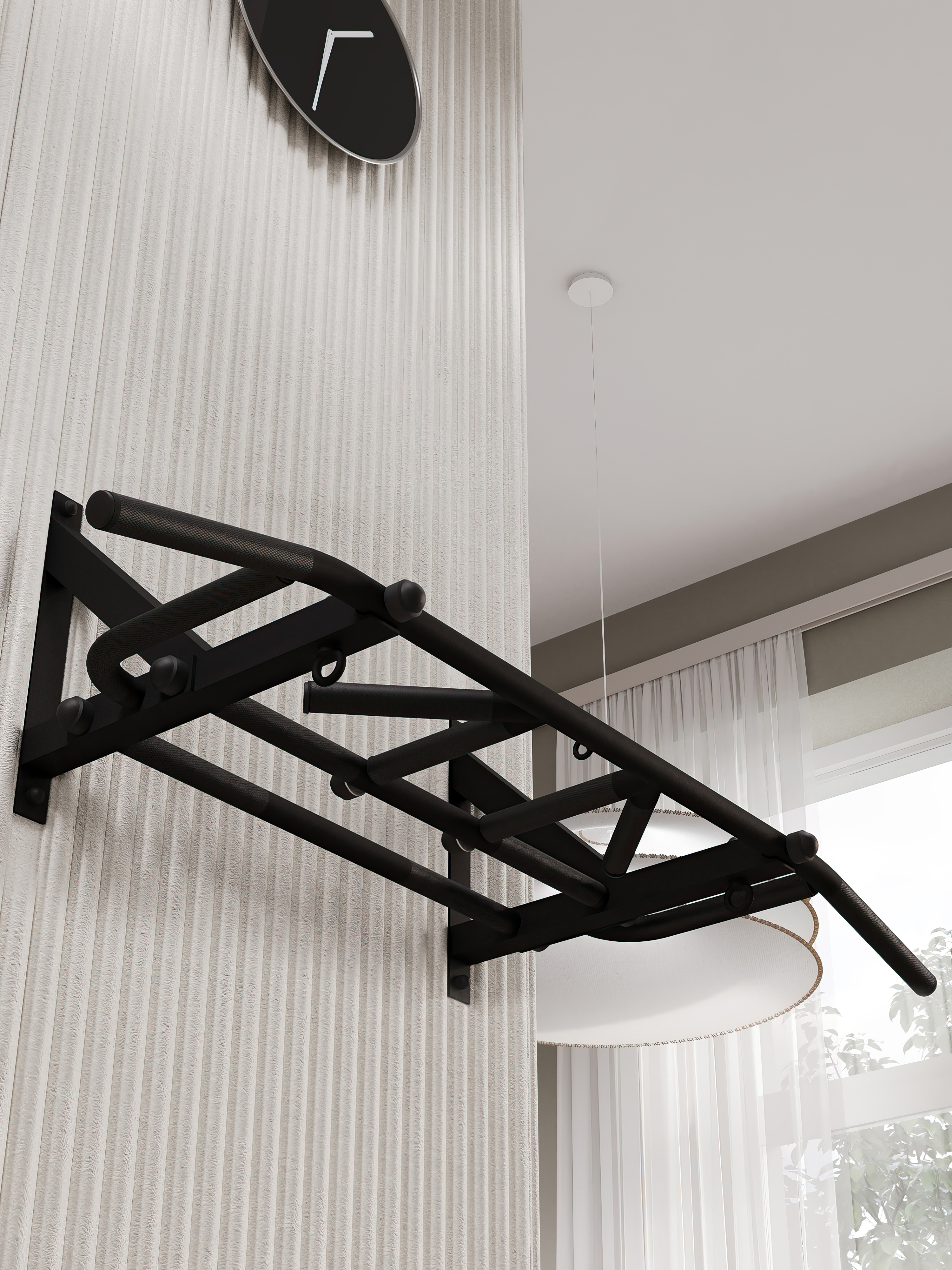 Турник настенный "Тарантул" BLACK - стальное рифление хватов - фото 7