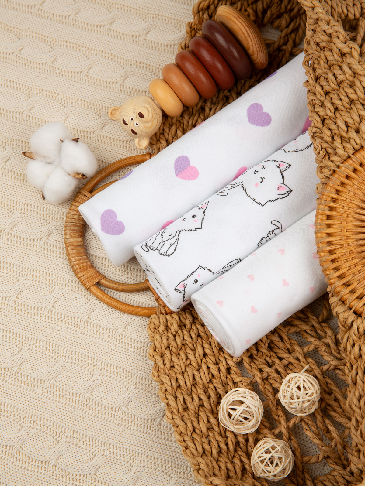 Пелёнка inlovery трикотаж 85х100 см 3 шт. - фото 1