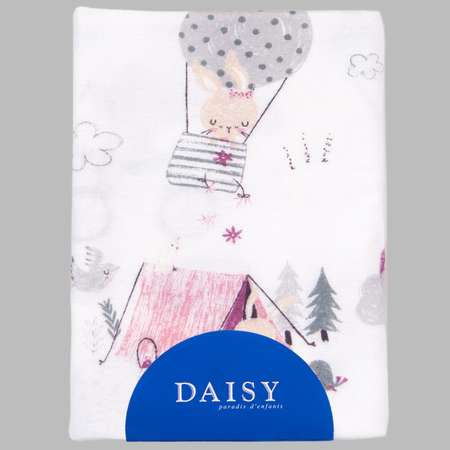 Простыня на резинке Daisy 60х120 см поплин Зайчата на велосипеде бордо