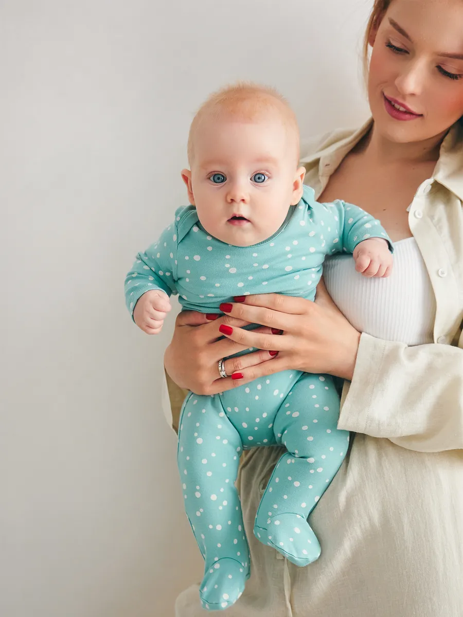 Боди 2 шт Mark Formelle (Марк Формэль) 13016-1-2/горошки на бирюзе +дольки на сером - фото 13