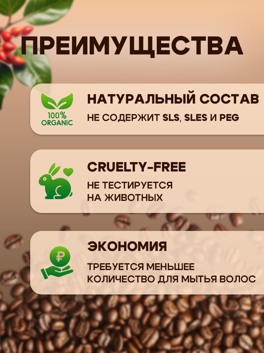 Шампунь GREENAURUM Кофе 60 мл - фото 2