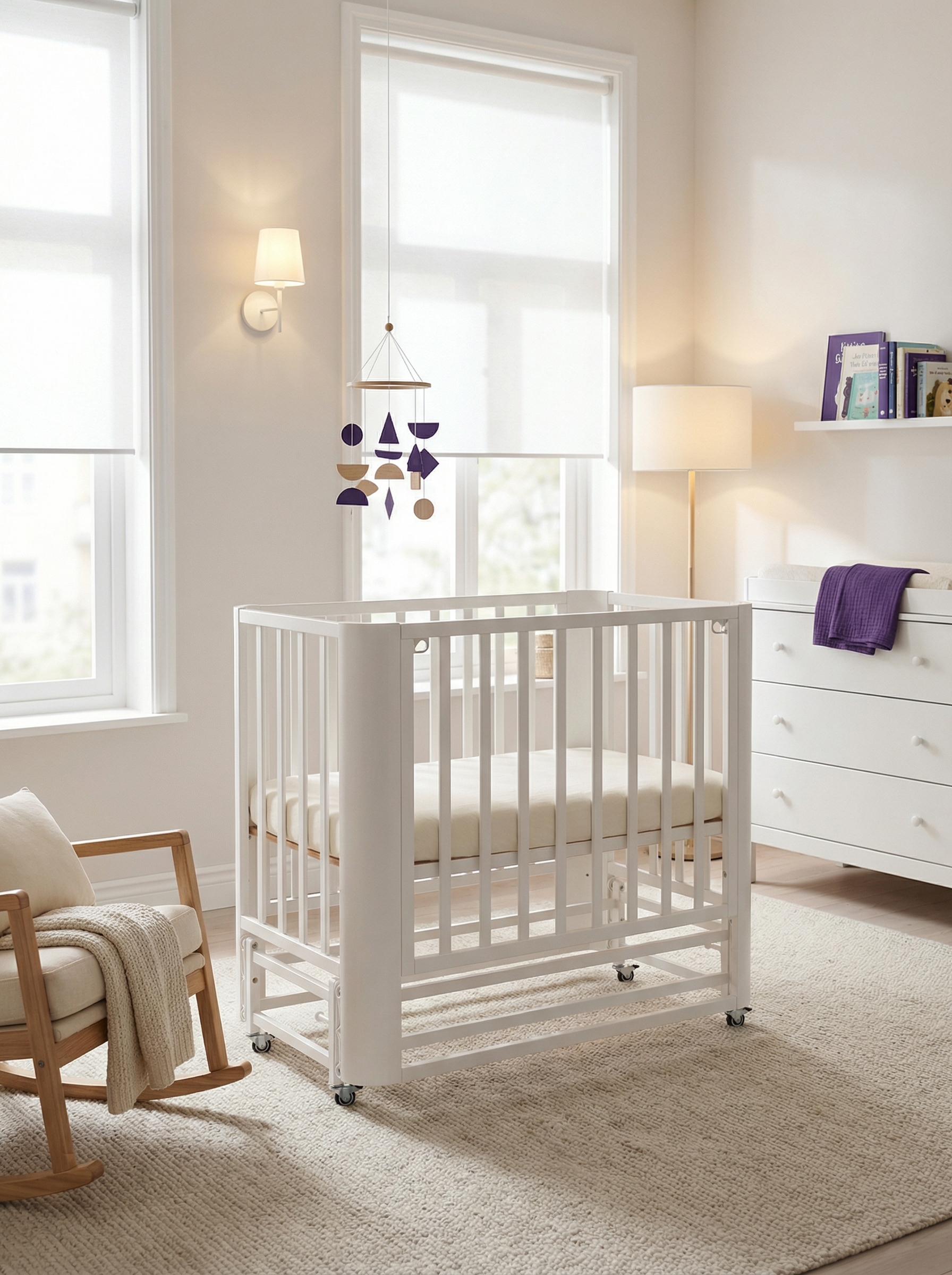 Детская кроватка Mr Sandman, продольный маятник (белый) - фото 7