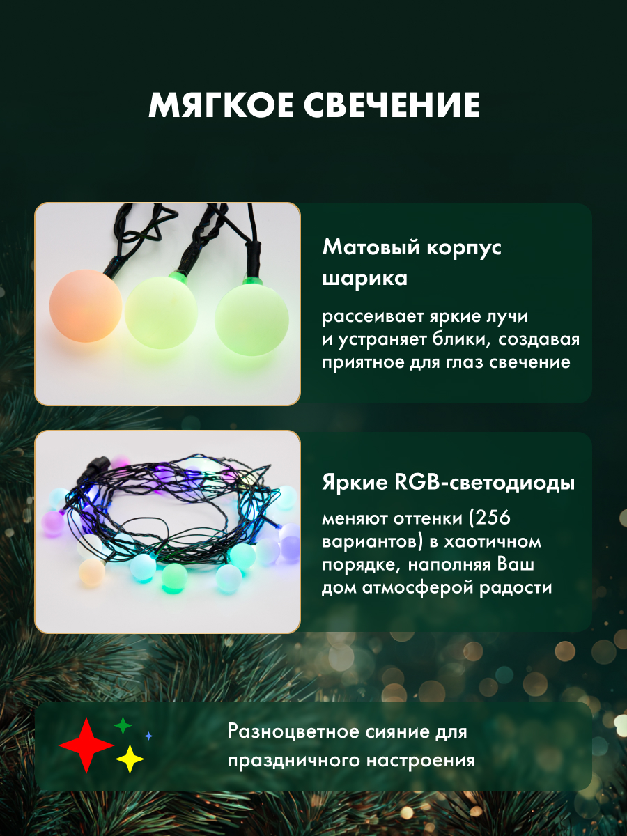 Светодиодная гирлянда NEON-NIGHT 25 мм 8 режимов с эффектом смены цветов RGB - фото 2