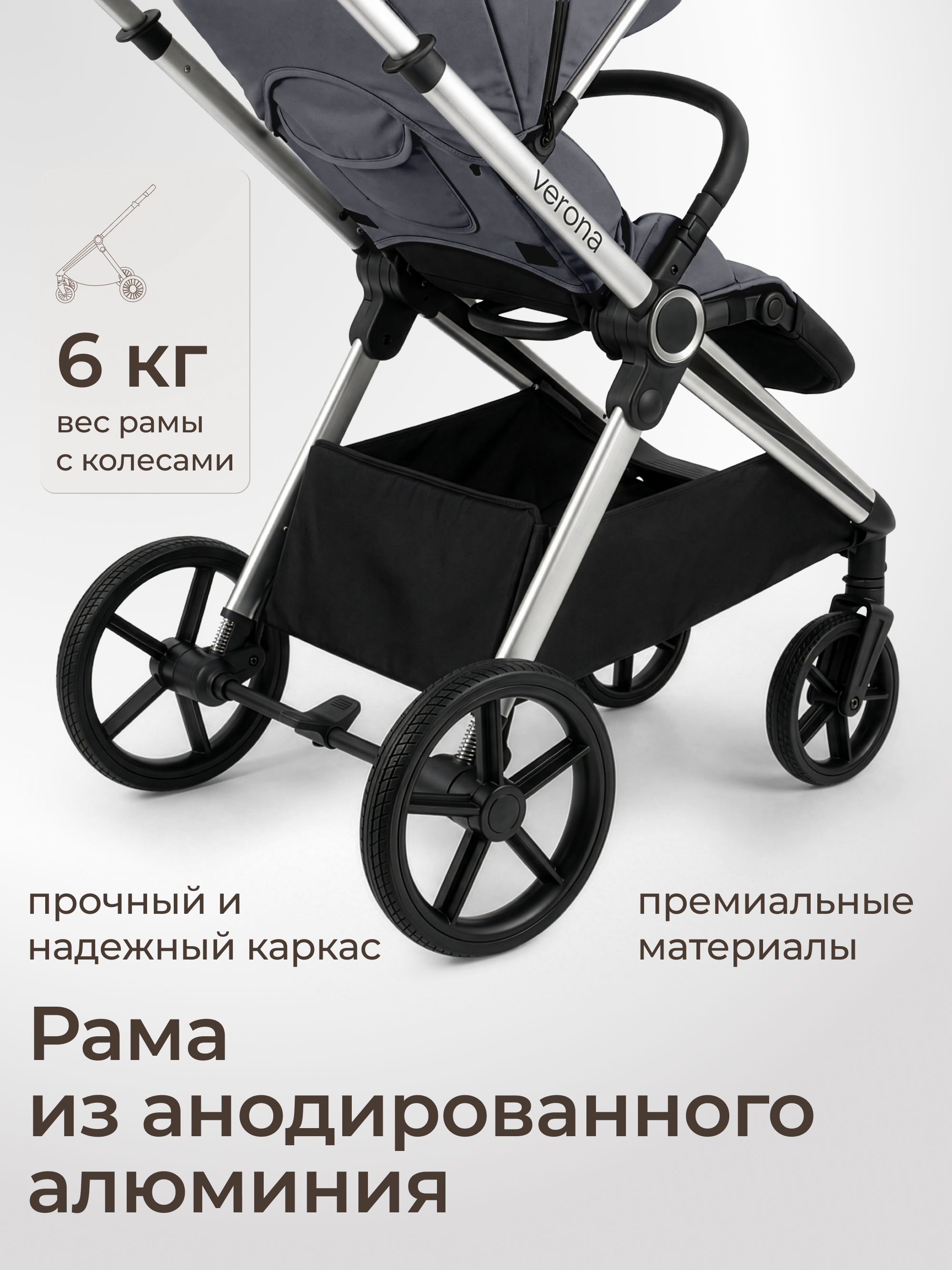 Коляска прогулочная UNIX Kids серый - фото 5