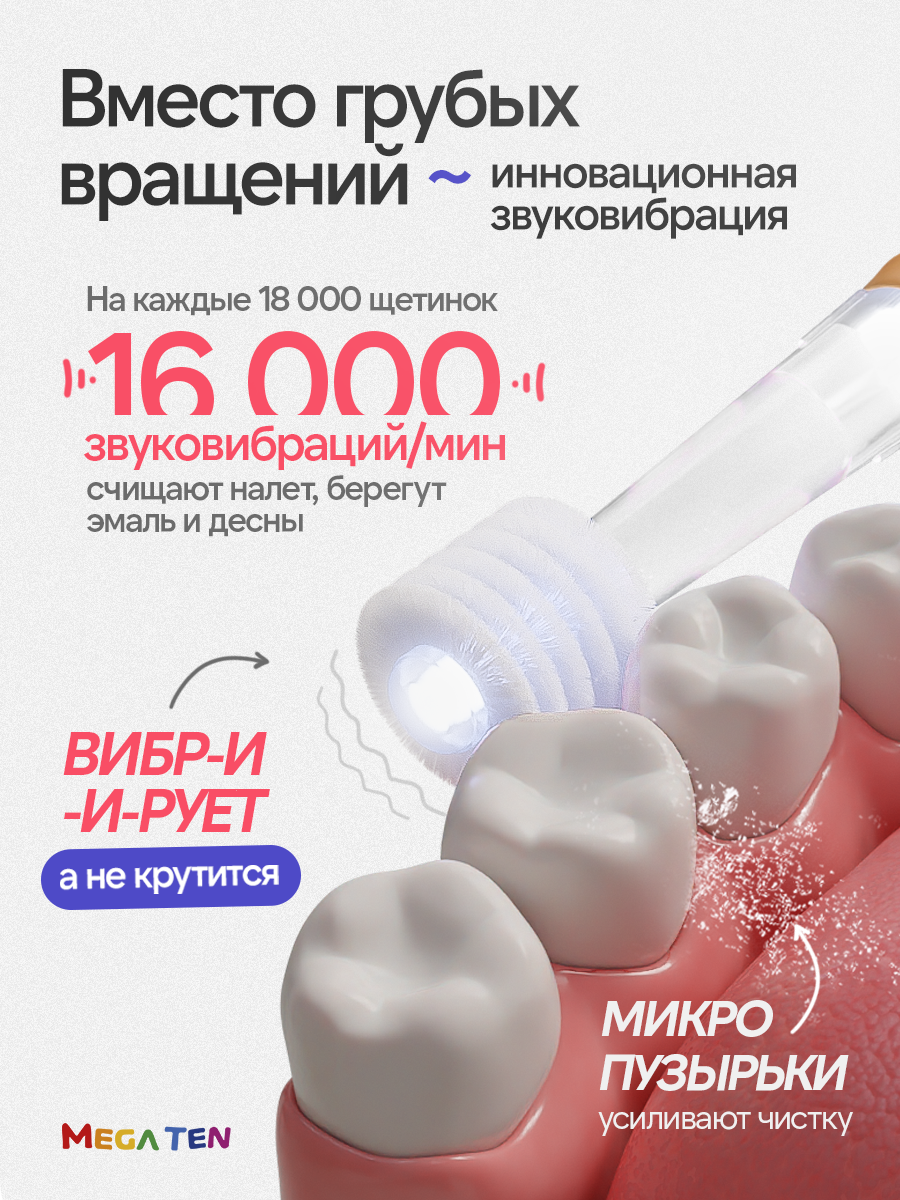 Зубная щетка электрическая MegaTen от 0 лет 1 шт. - фото 9