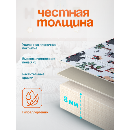 Коврик детский для ползания METOMI Яркие дороги/Зоопарк