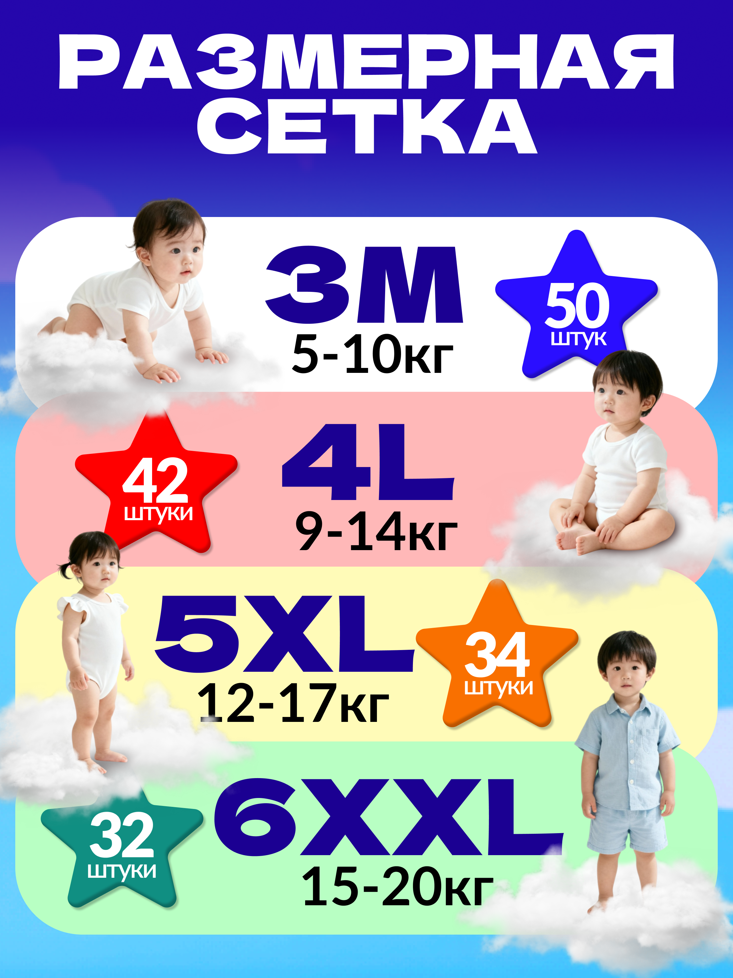 Трусики Ekitto для новорожденных XXL (15-20 кг) 32 шт. - фото 6