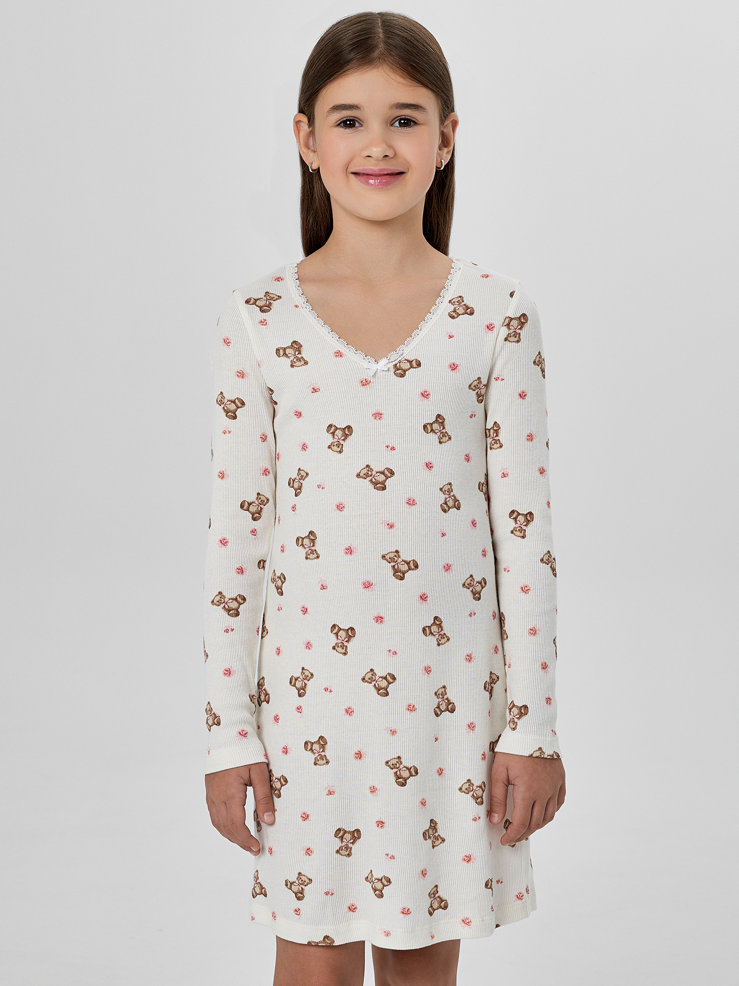 Сорочка ночная Mark Formelle (Марк Формэль) 577728/мишки с цветами на молоке - фото 3