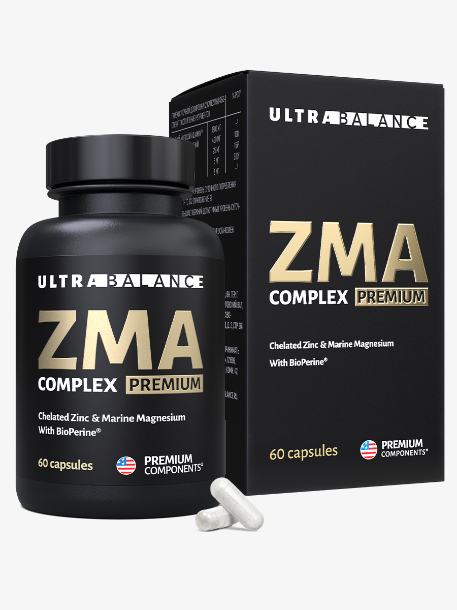 ZMA комплекс витамины UltraBalance спорт питание мультивитамины для мужчин бустер тестостерона 60 капсул - фото 1
