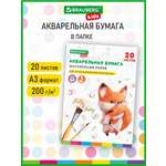 Художественная бумага Brauberg для акварели 20 лист.