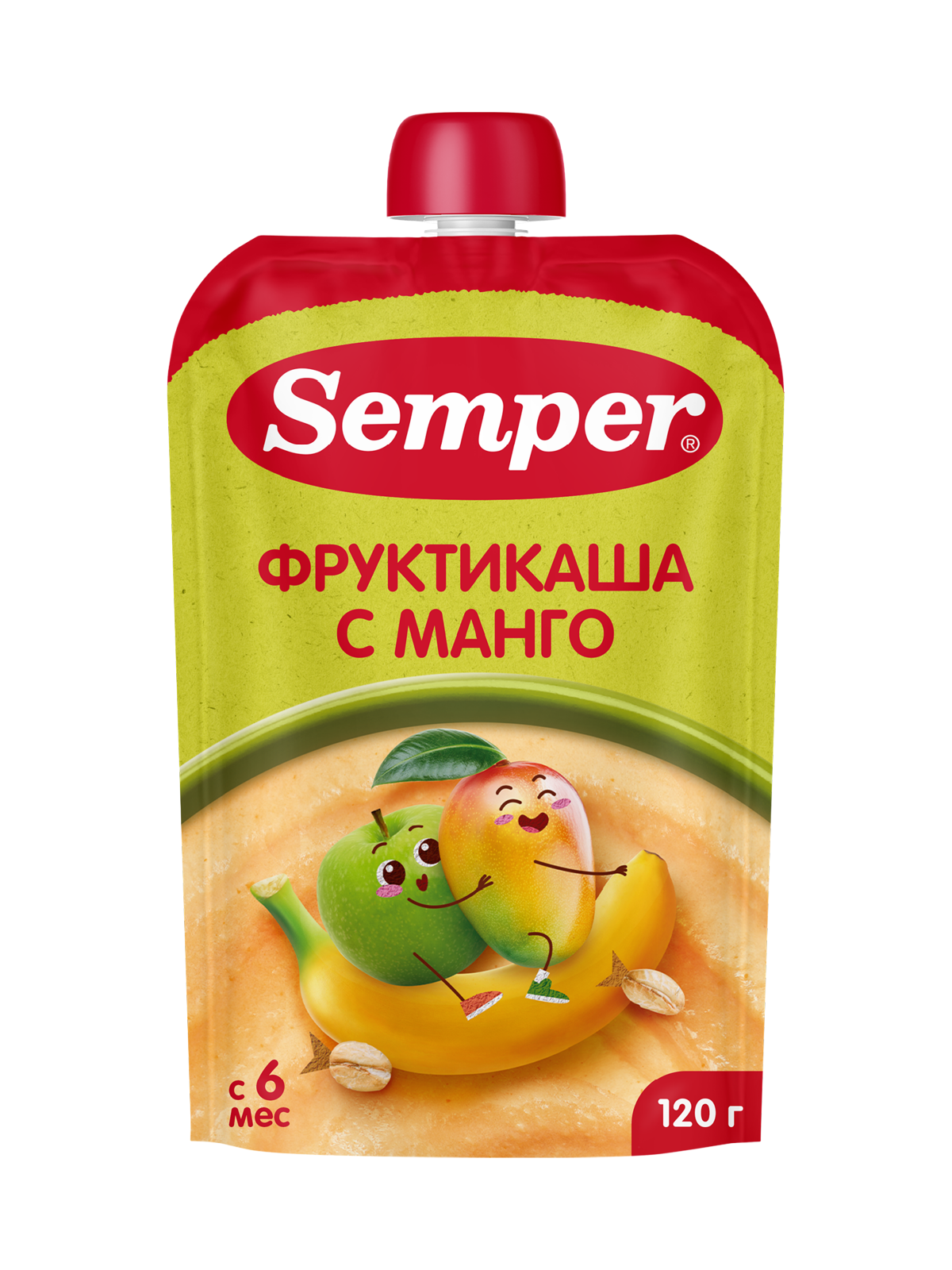 Пюре Semper Каша-мультифрукт пауч с 6 мес 120 г - фото 1