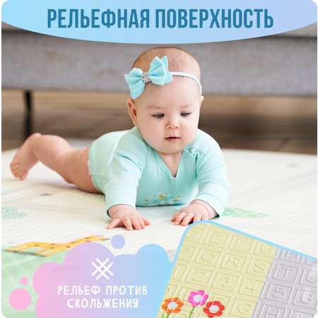 Детский коврик MIKMEL складной игровой развивающий двусторонний для ползания 150х200х1 см Дороги Холмы